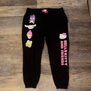 Hello Kitty Black Joggers with Pink and Multicolor Characters